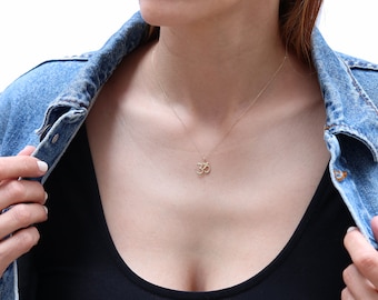 Solid Gold Om Necklace, Sacred Symbol Pendant, Spiritual Yoga Jewelry, Meditation Charm, Peaceful Gift for Her, 9K, 14K, 18K, Gold Om Charm