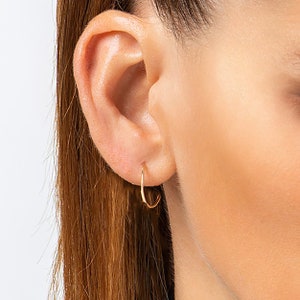 Solid Gold Thin Hoops, Delicate Gold Hoop Earrings, Minimalist Circle Jewelry, Everyday Elegant Earrings, Simple Hoops Gift, 9K, 14K, 18K