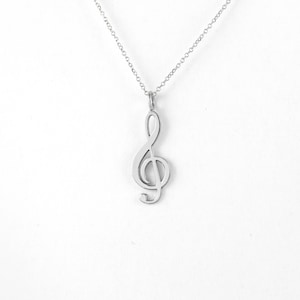Solid Gold Treble Clef Necklace, Music Note Pendant, Elegant Musical Jewelry, Symbol of Harmony, Gift for Her, Melodic Charm, 9K, 14K, 18K