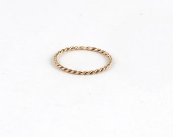 Gold Twist Ring, Gold Stacking Ring, Gold Twisted Braided, Thin Wedding Band,Gold Rope Ring, Must Have Ring for Her,Trendy, 9K,14K,18K