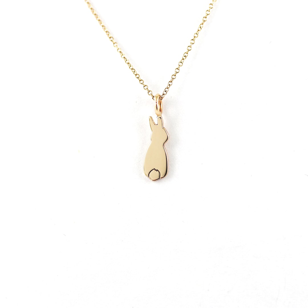 Gold Bunny Pendant,gold Rabbit Charm,rabbit Necklace,9k,14k,18k
