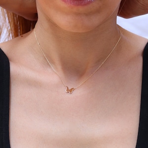 Gold Butterfly Necklace, Best Friend Gift for New Beginning and Life Changes, Symbolic Gift, Girly Style Necklace for Her, 9K,14K,18K