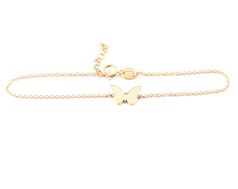 Solid Gold Butterfly Bracelet, Delicate Butterfly Bracelet, Elegant Jewelry, Symbol of Transformation, Gift for Her, Daughter, 9K, 14K, 18K