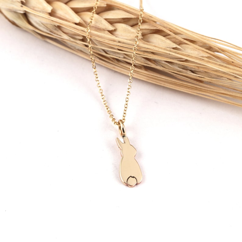 Solid Gold Bunny Pendantgold Rabbit Charmrabbit Etsy
