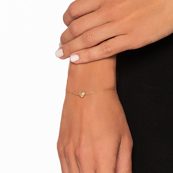 Bracciale Elastico Oro ENSKEFEN A Catena: Gioiello Donna Romantico A Forma Di Cuore, Largo E Morbido
