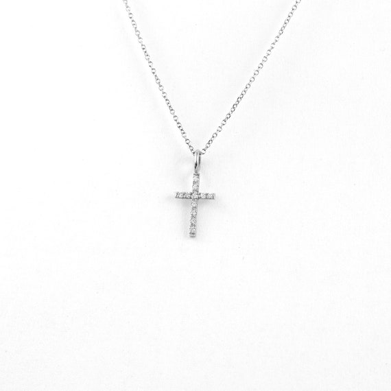 White gold christening cross best sale necklace