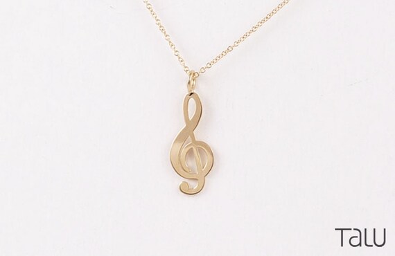 14k Yellow Gold Open back Polished Open-backed Treble Clef Pendant