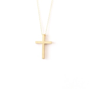 Gold Matte Cross Pendant, Hammered Cross Charm,Christening Pendant, 14K, Baptism Cross, Baptism Cross for Godchild,Protection Charm