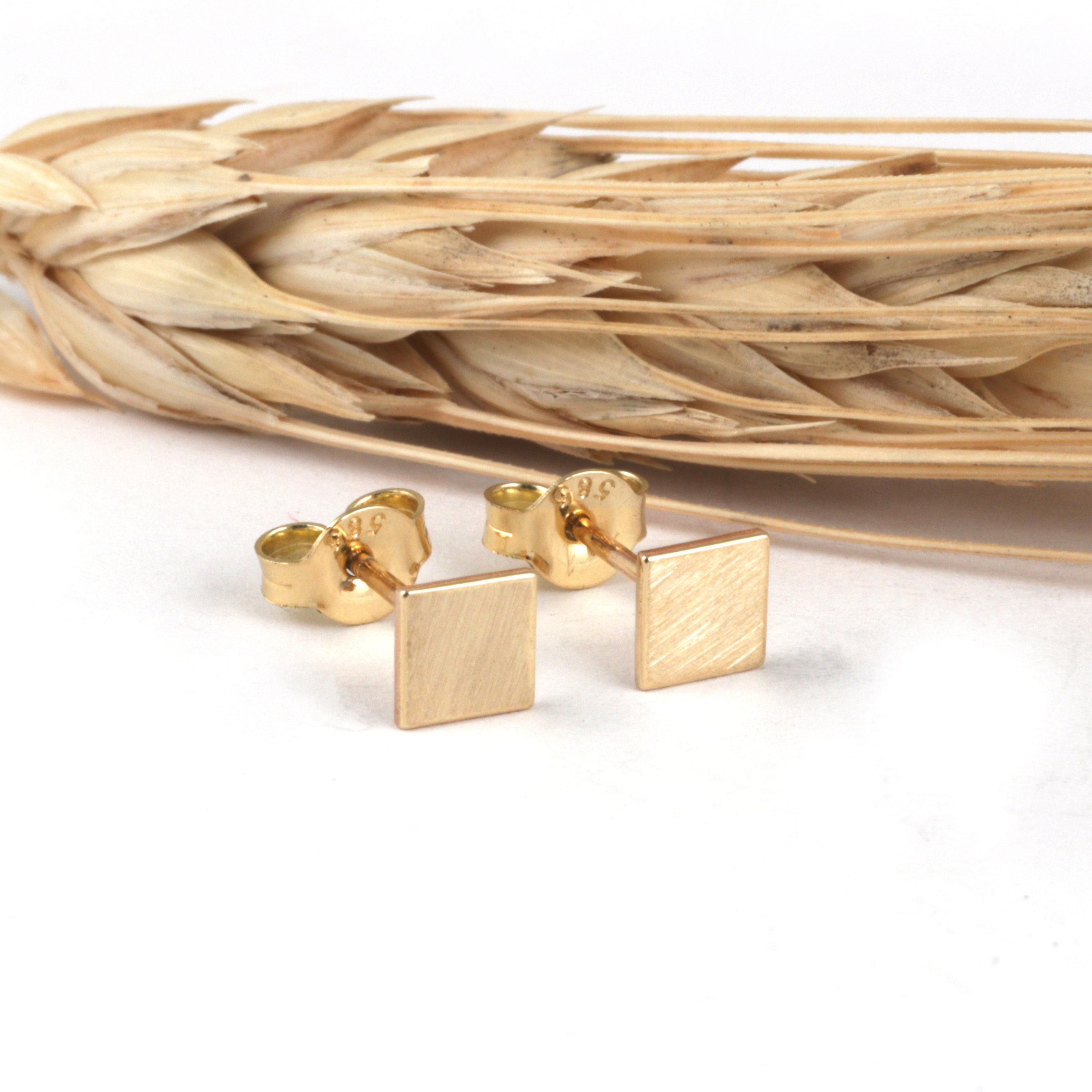 Gold Square Earrings Geometry Small Squares Gold Stud For Etsy