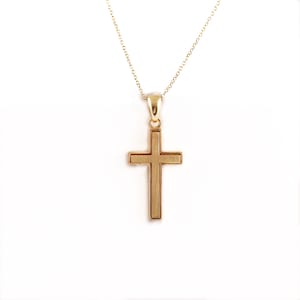 Gold Classic Cross Pendant, Cross Charm, Christening Pendant, 14K, Baptism Cross, Christening Cross Necklace, Gift for Goddaughter
