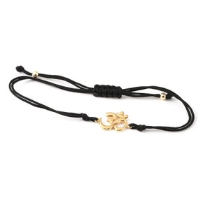 Solid Gold Om Bracelet, Om Cord Bracelet, Cord Bracelet, Symbolic Gift, String Om Bracelet, Spiritual Jewelry, Buddhist Gift, Yoger Gift,14K