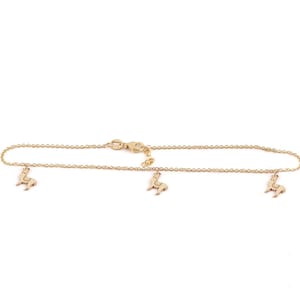 Lama Fußkettchen aus echtem Gold, niedliches Tier-Fußkettchen, symbolischer Anden-Schmuck, einzigartiges Geschenk für sie, Boho-Stil Fußkette, 9K, 14K, 18K, stilvoll