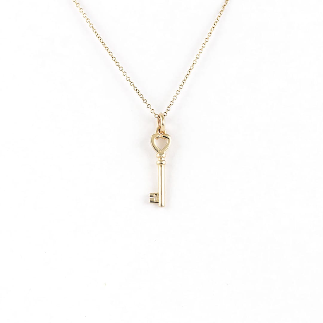 14K Solid Gold Key Necklace: Symbolic Love Pendant - Etsy