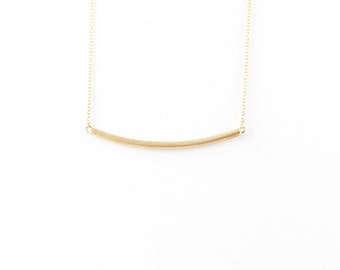 Gouden buis ketting, gouden matte bar, moderne ketting, matte buis, mat gouden lijn ketting, 9K, 14K, 18K, minimalistisch cadeau, 9K, 14K, 18K