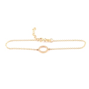 Gold Diamond Circle Bracelet, Perfect Anniversary Gift, Gift For Wife&#39;s Birthday, Diamond Circle Bracelet, Bridal Look, 9K, 14K, 18K