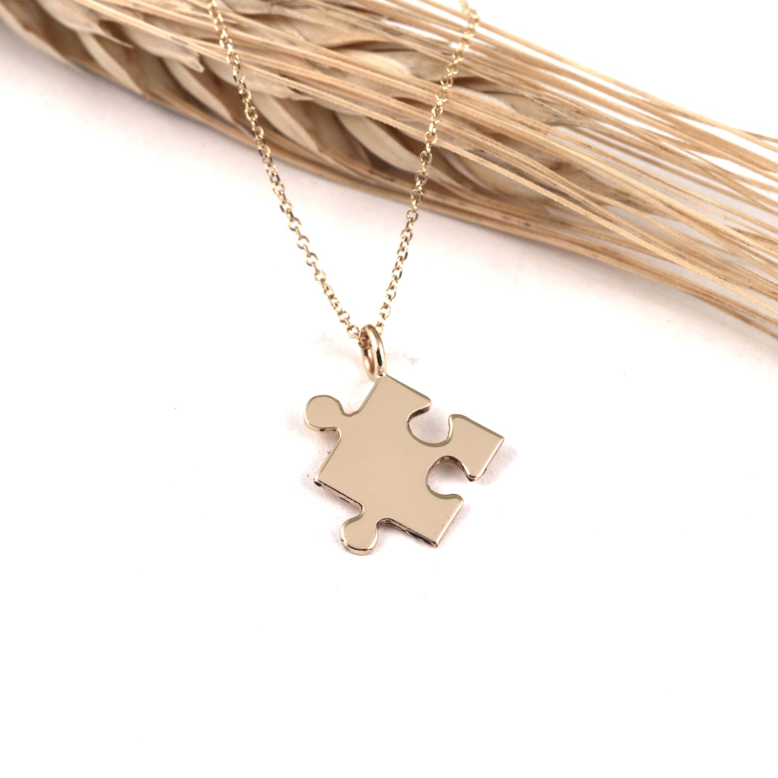 Solid Gold Puzzle Piece Pendant Personalised Puzzle Etsy