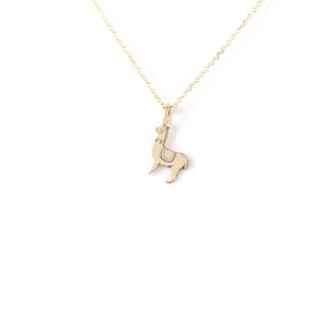 Solid Gold Llama Necklace, Alpaca Pendant, Unique Animal Jewelry, Symbolic Andean Charm, Gift for Her, Exotic Wildlife Jewelry, 9K, 14K, 18K