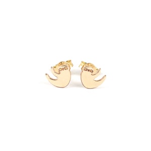 Solid Gold Sloth Earrings, Lazy Sloth Hang Studs, Cute Animal Jewelry, Cute Jewelry, Animal Studs, Trendy Design, 9K, 14K, 18K, Slow Living
