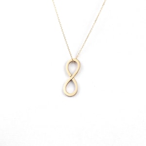 Solid Gold Infinity Necklace, Eternal Love Pendant, Romantic Gift for Her, Timeless Jewel, Anniversary Present, 9K, 14K, 18K, Infinity Charm