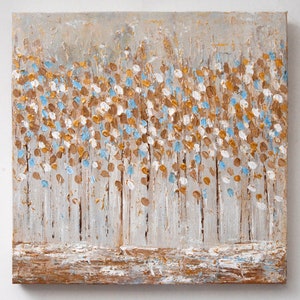 Abstract Tree Painting on Canvas, Large abstract painting Oil, painting original abstract, Forest Painting, Gold leaf painting