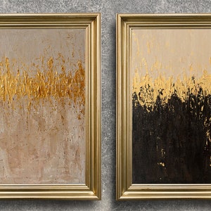 Peinture abstraite en or, Peinture acrylique abstraite sur toile, Grande peinture originale, Peinture de texture, Art moderne,