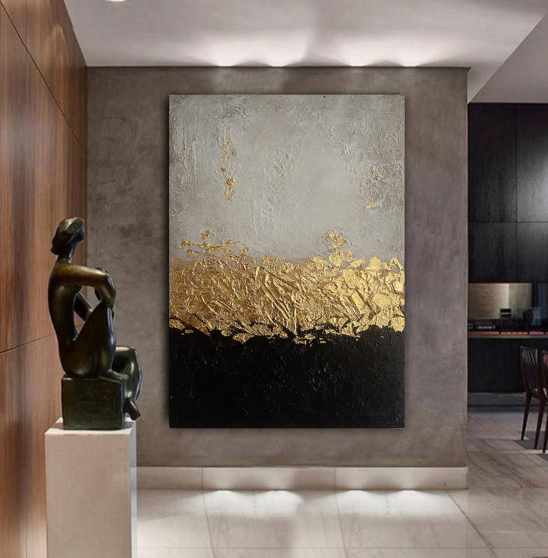 Black and Gold Abstract Art Original Abstract Painting on Canvas, Gold ...
