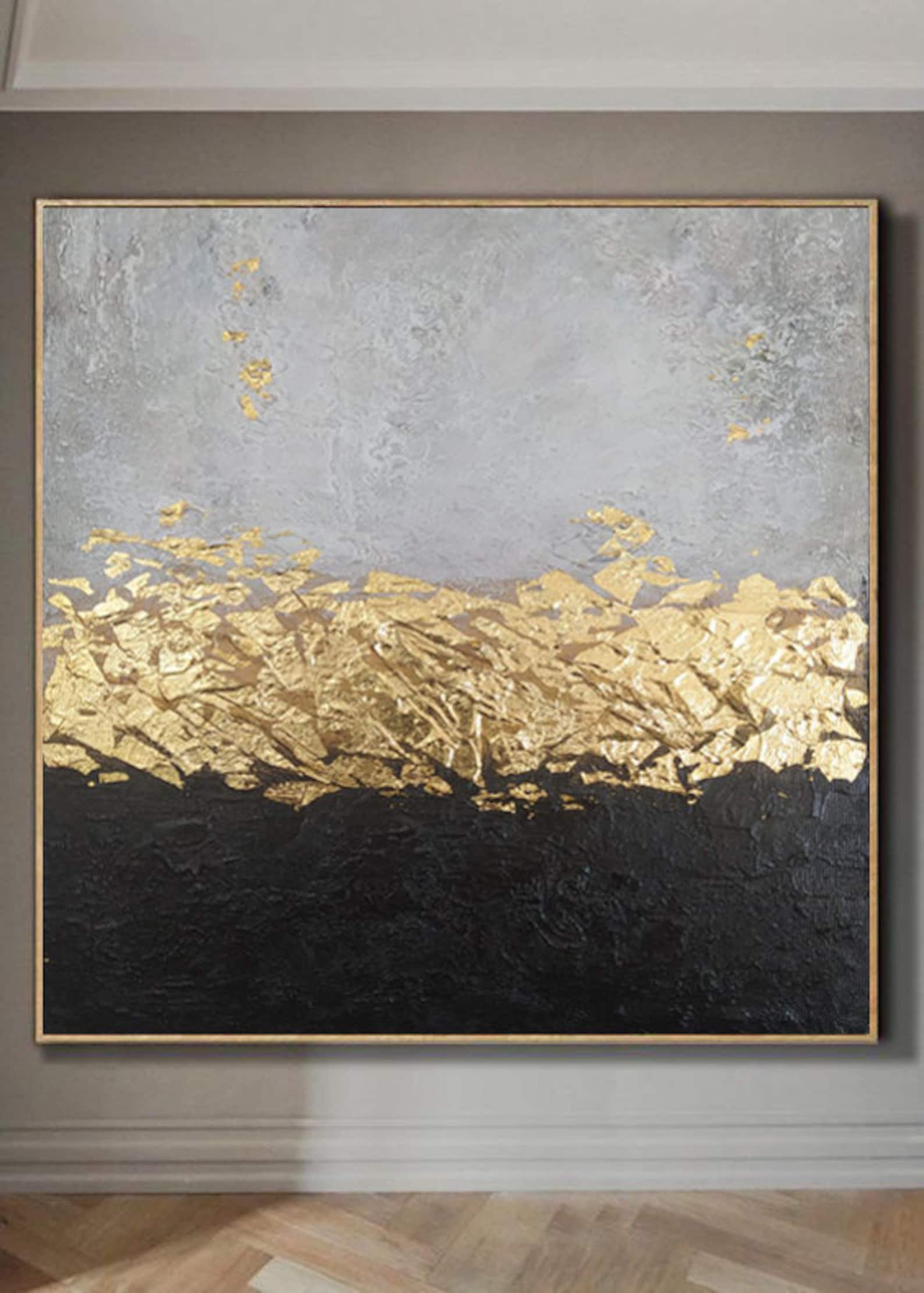 Black and Gold Abstract Art Original Abstract Painting on Canvas, Gold ...
