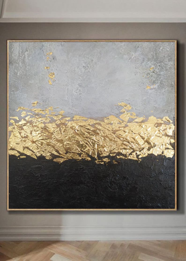 Black and Gold Abstract Art Original Abstract Painting on Canvas, Gold ...