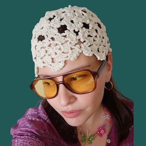White Crochet Mesh Hat , Retro Crochet Hat , Mesh Skull Cap , Crochet Summer Beanie , Netted Mesh Beanie , Women Lace Cap