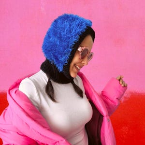 Knitted Blue Balaclava, Fluffy Balaclava, Stylish Balaclava, Crochet Balaclava Hat, Winter Balaclava, Knitted Balaclava
