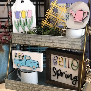 Spring Decor. Spring Tiered Tray Decor. Easter Decor. Easter Tiered Tray Decor. Mini signs. Mini Spring Signs. Coffee Bar Decor. Spring.