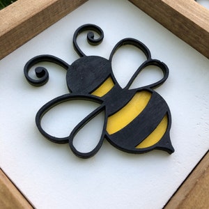 Chunky Wood Bees Chunky Wood Daisy Summer Decor Honeybee Decor Honeybee  Gift Tiered Tray Bee Decor Yellow and Black Hearts 