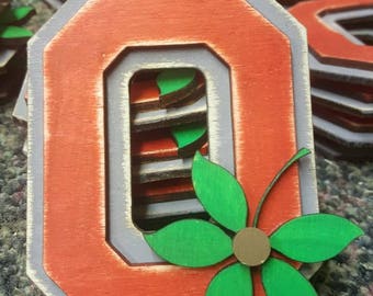 Ohio state Inspired Christmas ornament. OSU inspired ornament. Wood Christmas ornament. Handmade wood ornament. OSU. Go Bucks. Ohio State