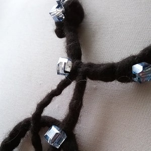 Multi strand necklace felt with Crystal cubes/Boho style/shape braided necklace/Creative/Eco friendly jewel necklace image 3