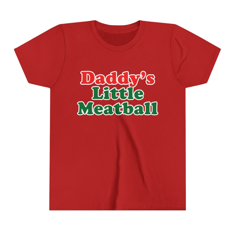 Daddy's Little Meatball Baby Tee Short Sleeve Crop Italian Ironic Canal Mulberry Street Little Italy NYC Funny Meme Y2K Youth Sizes Only Red