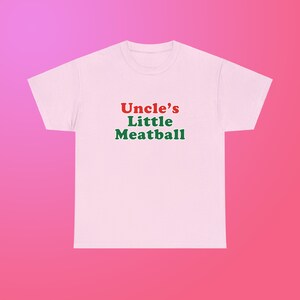 Uncle's Little Meatball Unissex Camiseta Pesada de Algodão Italiano Irônico Camisa Icônica Y2K New York City Little Italy Canal Mulberry Street Engraçado Meme