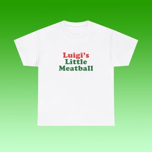 Camiseta unissex de algodão pesado Luigi's Little Meatball, camiseta icônica irônica italiana, Y2K, cidade de Nova York, Little Italy, sarcástico, engraçado, meme, top, presente