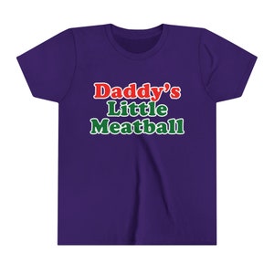 Daddy's Little Meatball Baby Tee Short Sleeve Crop Italian Ironic Canal Mulberry Street Little Italy NYC Funny Meme Y2K Youth Sizes Only Team Purple