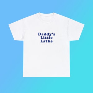 Camiseta unissex de algodão pesado do papai Little Latke Família judaica Engraçado fofo Hanukkah Paródia Presente Almôndega Camisa de Nova York Little Italy