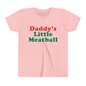 Daddy's Little Meatball Baby Tee Short Sleeve Crop Italian Ironic Canal Mulberry Street Little Italy NYC Funny Meme Y2K Youth Sizes Only Pink