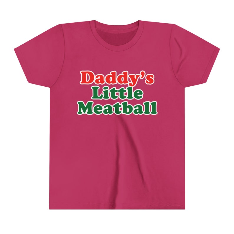 Daddy's Little Meatball Baby Tee Short Sleeve Crop Italian Ironic Canal Mulberry Street Little Italy NYC Funny Meme Y2K Youth Sizes Only Berry