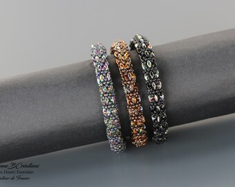 Bracelet Femme Spirale en Superduo et Rocailles. Fermoir acier inox. Plusieurs couleurs au choix.