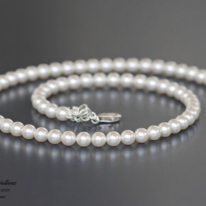 White Crystal Beads Necklace for Women. Sterling silver finishes