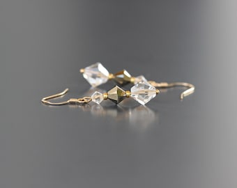 Gold earrings for women. Crystal, gold Miyuki stones and Gold filled hooks