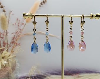 Boucles d’oreilles Cristal pour Femme. Pendentif larme cristal. Dormeuses Acier inoxydable