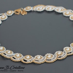 White and Gold European Crystal Beads Necklace for Women