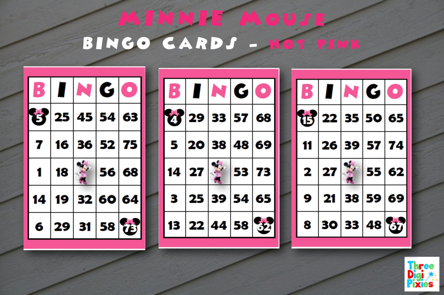 Minnie Mouse Themed Bingo Cards / Minnie Mouse Party Bingo Etsy
