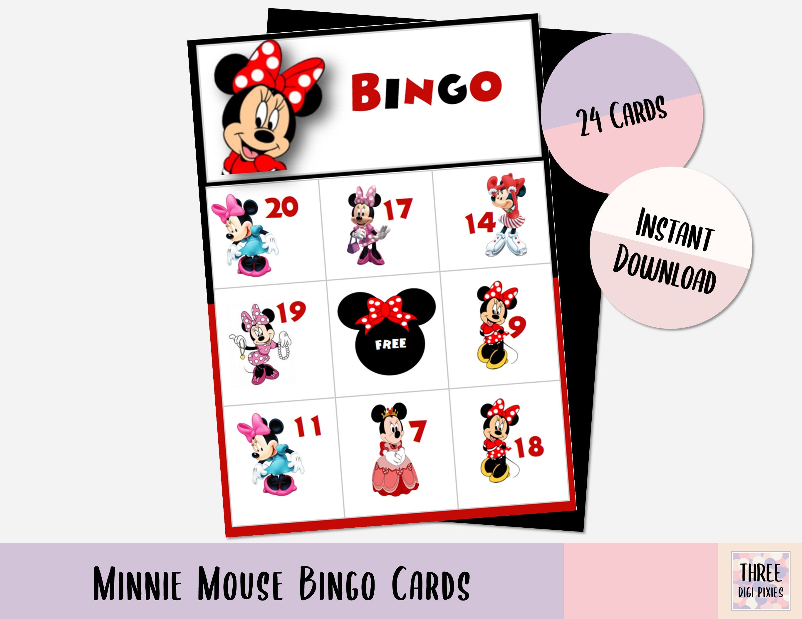 Minnie Mouse Bingo Cards / Minnie Mouse Party Bingo Game / | Etsy