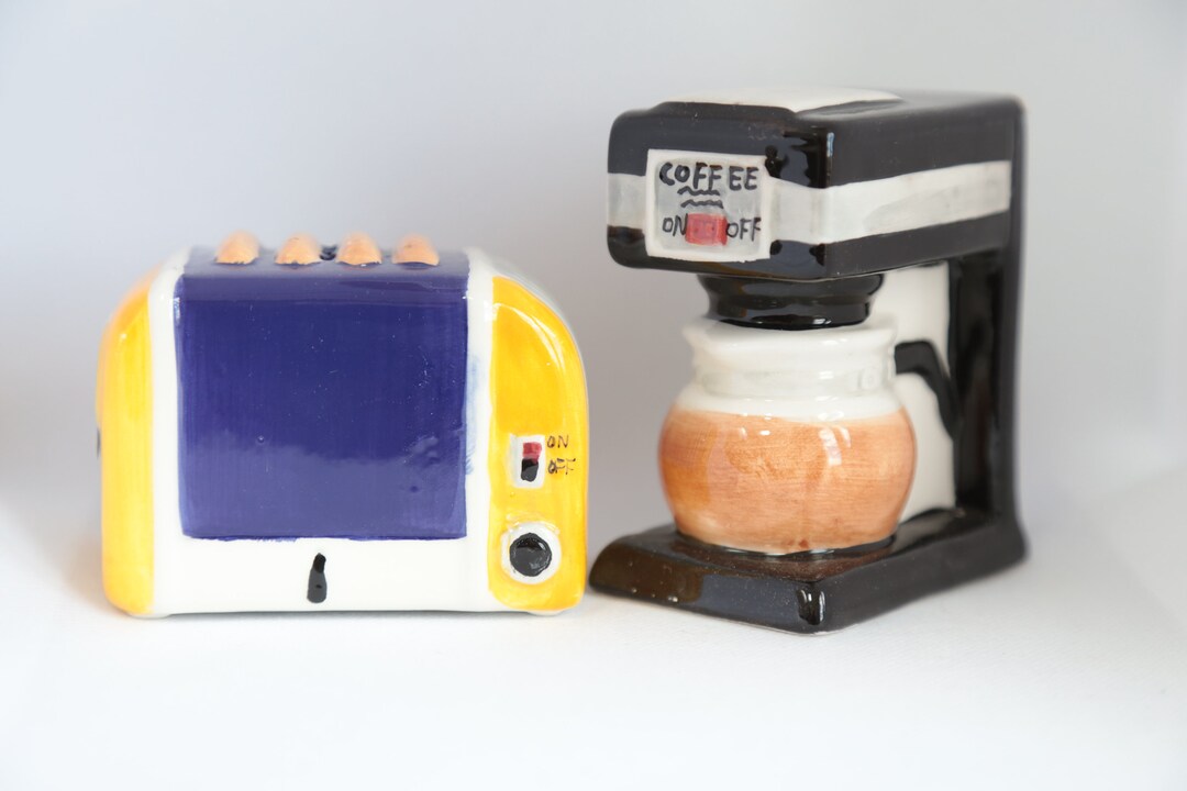 Coffee Maker and Toaster Salt and Pepper Shaker Set Etsy