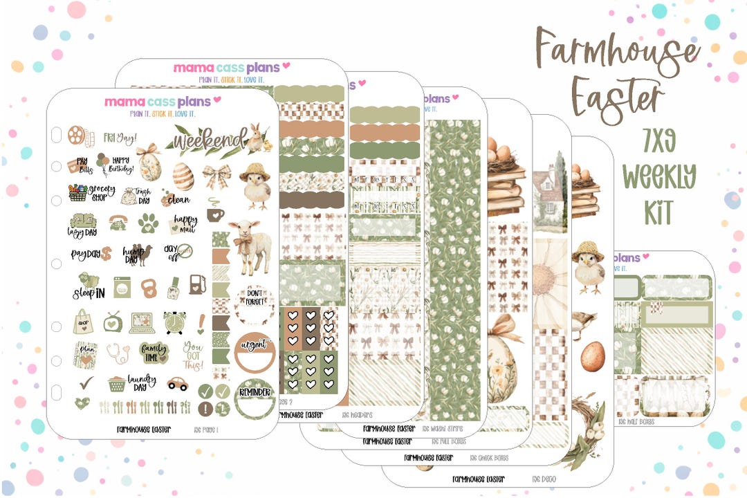 Farmhouse Easter 7x9 Kit Planner Stickers - Etsy